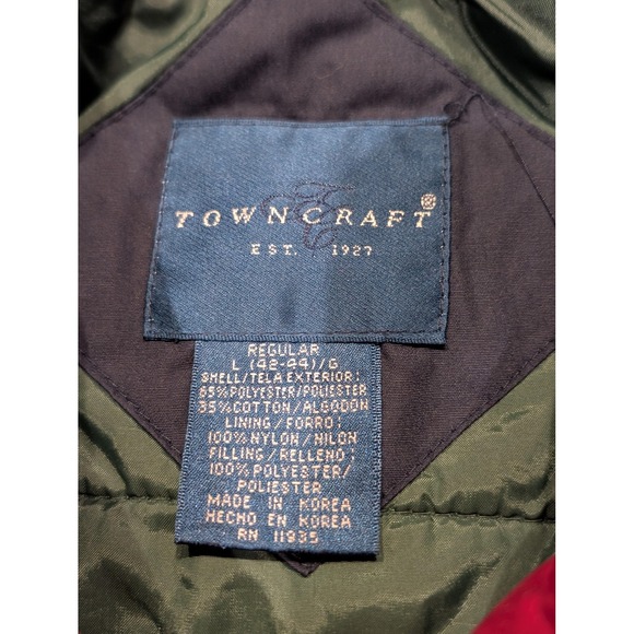 Vintage Towncraft Jacket Mens Large Blue‎ Insulated Bomber Quilted Zip Snap 90s - Picture 5 of 13